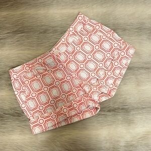 OLD NAVY White Orange Circle Square 0 Y2K Shorts Low Rise Belt Loops Pockets